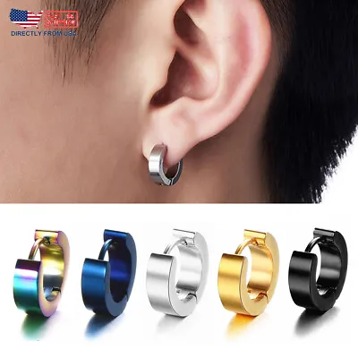 Surgical Steel Hoop Huggie Earrings Hypoallergenic Earring For Men Women Jewelry • $2.89