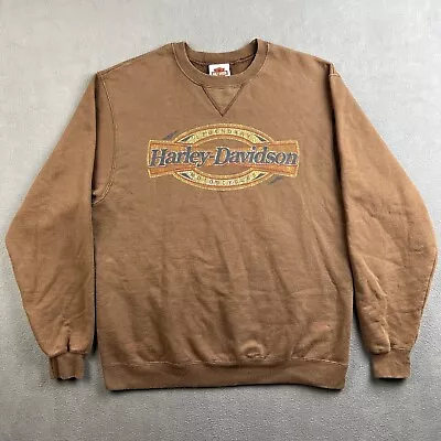 Harley Davidson Sweatshirt Mens Small Brown Delaware Biker Motorcycle Vintage • $30