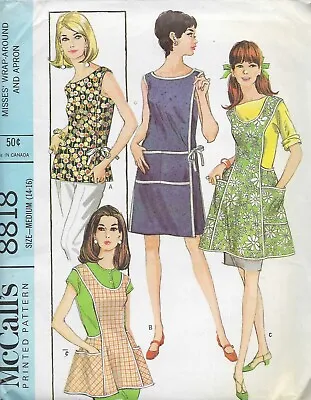 Vintage Full Long Wrap Apron Smock Sewing Pattern Sz 14-16 Retro Side Tie UNCUT • $13.95