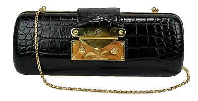 LOUIS VUITTON Minaudiere Tresor Crocodile Leather Clutch Bag Black Noir N90771 • $2999.99