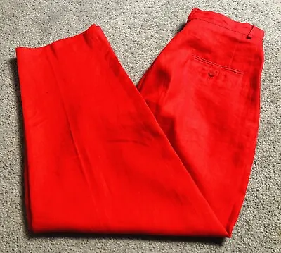 Amanda Smith Women’s Dress Pants Sz 12  Linen Red Straight Leg Career Workwear • $28