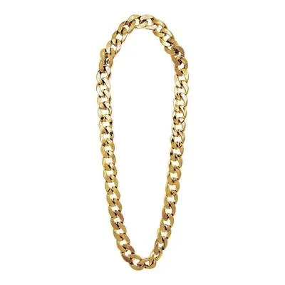 Mens Gold Gangster Chain 81cm Accessory For 70s Bling Jewellery Fancy Dress • £9.49