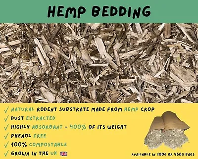 Hamster Cage Hemp Bedding Substrate For Burrowing & Nest Best Aspen Alternative • £8.49