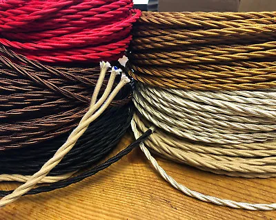 20' Twisted 3-Wire Cloth Covered Cord 18ga. Vintage Lamps Antique Lights Fans • $28.63