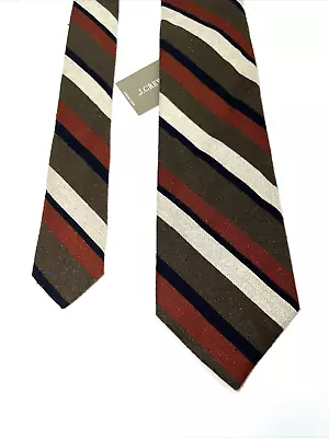 J. Crew Ludlow 58” Men’s Tie 100% Silk Made In USA Brown Tan Rust Stripe NWT  • $24.76