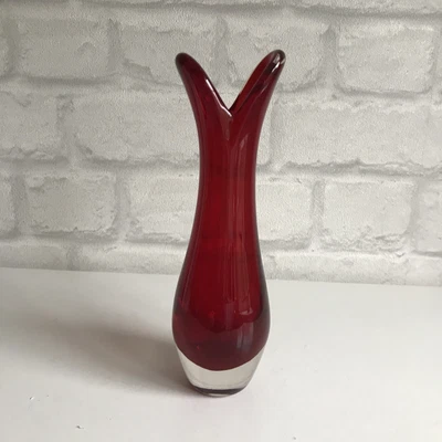 £26 • Buy Whitefriars Ruby Red Cased Glass Beak Bud Vase. No. 9556  Geoffrey Baxter C1960