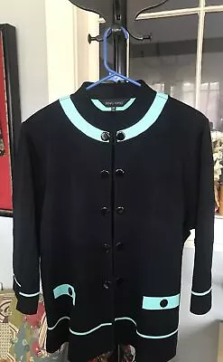 WOMENS Ming Wang Turquoise BLACK BLAZER JACKET CARDIGAN XL 0X 18 20 • $29.99