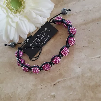 £10.50 • Buy Shimla Bracelet Bright Pink Crystal And Black Cord NEW