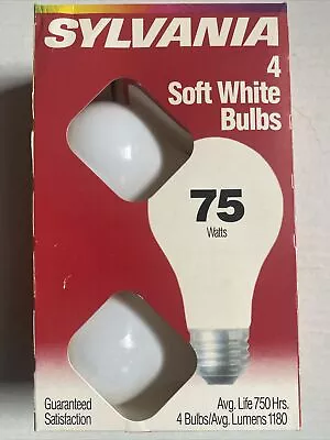 Sylvania Soft White 75-Watt Standard Vintage Light Bulbs 4 Bulbs NOS • $16.99