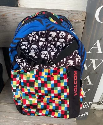 Volcom Color Block Skater Backpack Laptop Pocket Loop Rare Design READ • $22