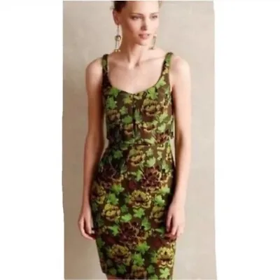 Anthropologie Moulinette Soeurs Sylan Brown & Green Floral Sleeveless Dress 10P • $49.95