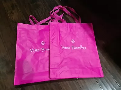 Vera Bradley Hot Pink Large 19  X 16  Reusable Shopping Tote 2 Bags Set Lot  • $14.99