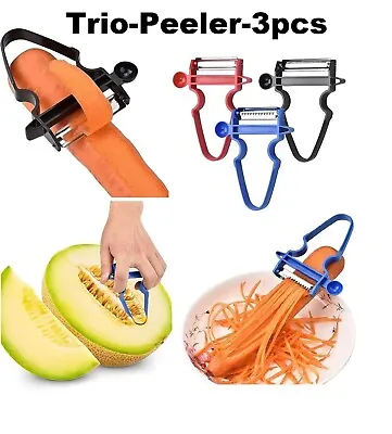 3 X Potato Fruit Vegetable Spud Speed Peeler Slicer Cutter Julienne Kitchen Tool • £3.99