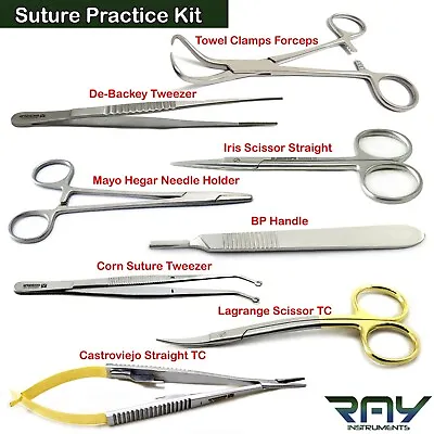 Medical Students Suture Training Kit Surgical Needle Holder Forceps Scissors • $54.99