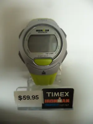Timex Mens Womens Ironman Triathlon  Lime Band Silver Benzel Alarm Watch Nos 23 • $19.99