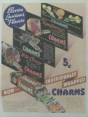 $8.99 • Buy 1937 Vintage Charms Candy Print Ad. Now Individually Wrapped Charms