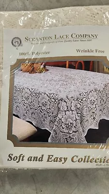 NEW Lace Crystal Rose Tablecloth 60 X 144 Large Oblong Ivory 100% Polyester Lace • $24