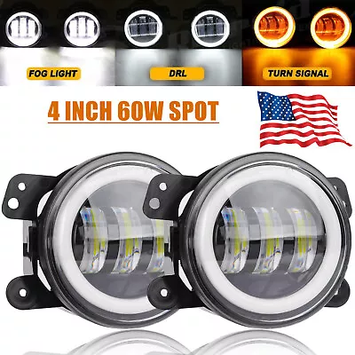 4  Inch Round LED Halo Fog Lights Angel Eyes DRL Lamp For Jeep Wrangler JK LJ JT • $25.99