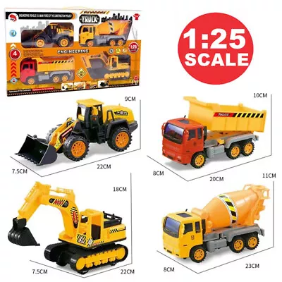 4pcs Construction Truck Concrete Mixer Dump Loader Digger Diecast Vehicles Toy • $18.36