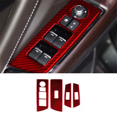 Red Carbon Fiber Interior Window Lift Panel Cover Trim For Mazda CX-9 2016-2022 • $31.76