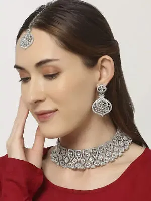 Indian Bollywood Gold Plated AD CZ Kundan Choker Necklace Wedding Bridal Jewelry • $39.07