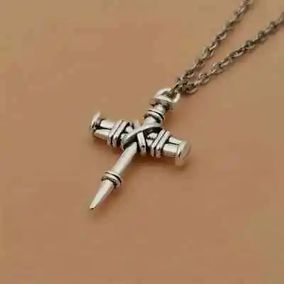 Nail Cross Crucifix Pendant  Necklace Chain!! • $2.25