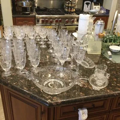 Vintage Navarre Clear Stem 6016 Etch 327 Fostoria Stemware/Dishware • $15