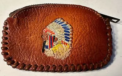 Vintage Leather Coin Purse 4+ With Native American Chief • $25