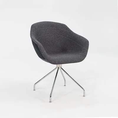 2022 Luca Nichetto For Moooi Canal Swivel Dining Shell Chair Anthracite & Chrome • $1275