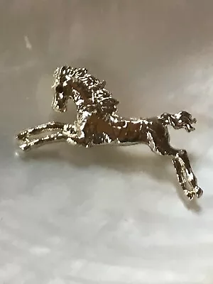 Vintage Goldtone Running Horse Mustang With Red Rhinestone Eye Pin Brooch – 2 X  • $13.11