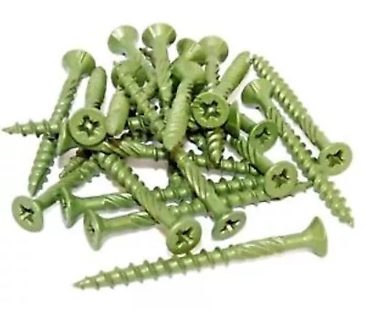 DECKING SCREWS GREEN COATED PROFESSIONAL OUTDOOR LANDSCAPE FENCING 50 60 70mm • £3.03