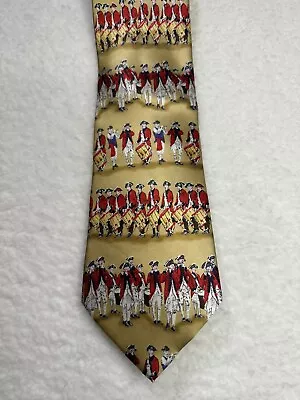 Museum Artifacts Tie 100% Silk Patriotic Musical Soldiers Handmade USA Themed • $14.99