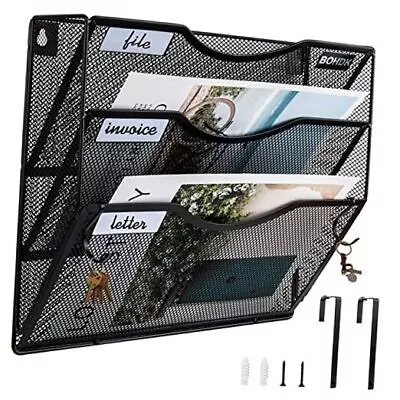 Wall File Organizer 3 Tire Hanging File Folder Mail Organizer Vertical 3 Tier • $33.59