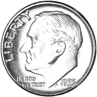 1955-P 90% Silver Roosevelt 10c Dime Gem BU UNCIRCULATED OBW Roll  • $1.55