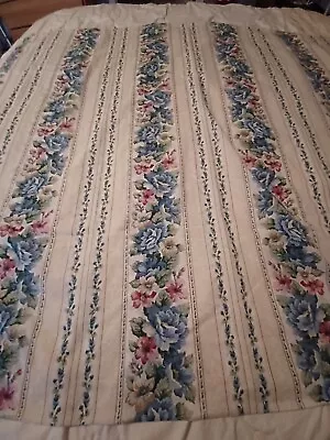 Tablecloth Stripe Floral Design 59  X 102  Vtg • $23