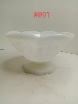 Milk Glass Compote Pedestal Fruit Bowl Grape Design • $20