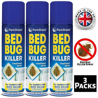 3 X Bed Bug Killer Spray Insect Carpet Mattress Treatment Eliminate Bugs 200ml • £8.99