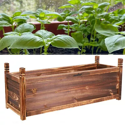 34CM High Rustic Planter Box Deep Through Flower Pot Vegetable Box Raised Bed  • $35.91