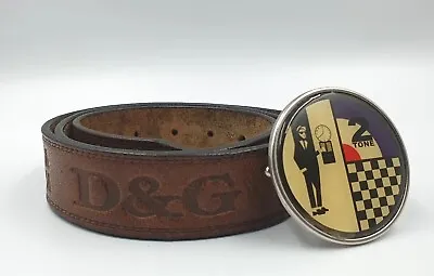 RETRO D&G DOLCE & GABBANA Genuine Brown Leather Belt 107 Cm / 42  Inch • £80