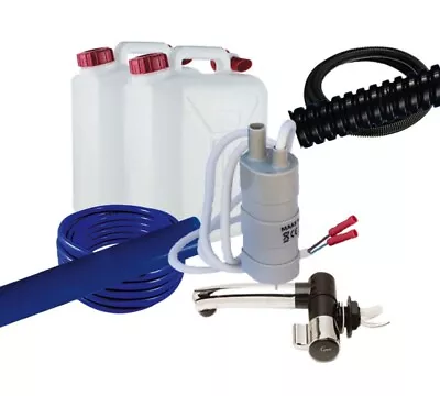 Plumbing Kit For Campervan SinkTap & Pump & 10L Water Containers Suit Smev Sink • £54.95