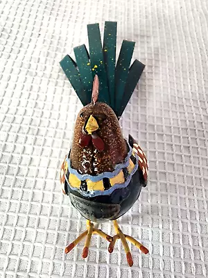 Metal Colorful Rooster Mini Chicken Figurine Sculpture H 4.5  • $16