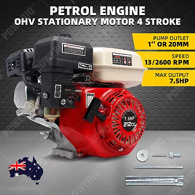 7.5HP Petrol Engine OHV Stationary Motor 4 Stroke 20mm Horizontal Shaft Recoil • $189