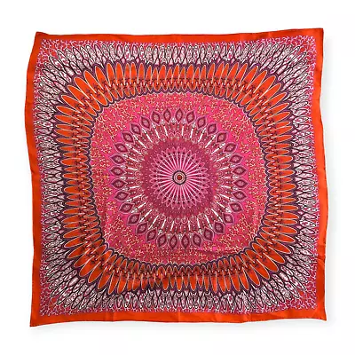 TALBOTS Orange & Magenta Large Silk Square Mandala 34x34 • $29.99