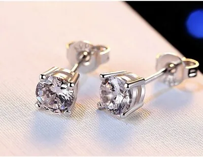 £3.15 • Buy S925 Studs Earrings Square Diamond Crystals Stud Men Women Gift 5mm