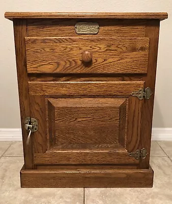 Vintage Solid Wood Bedside White Clad  Oak Ice Box End Table EUC • $299.99