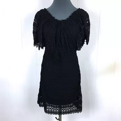 Max Studio Lace Fit Flare Dress S Black Lined Cotton Knee Length 22x32 • $14.70