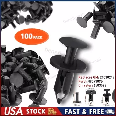 $5.95 • Buy 100pc Clips For Hole Plastic Rivets Retainer Fender Bumper Push Pin Fastener 8mm
