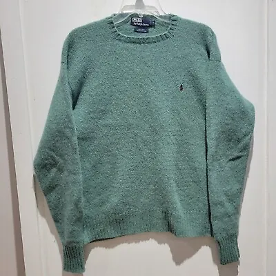 Polo Ralph Lauren 100% Wool Size XL Green Scottish Yarn Sweater Pullover Vintage • $22