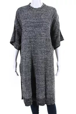 Marimekko Women Short Sleeve Oversize Side Split Tunic Sweater Black White Small • $60.99