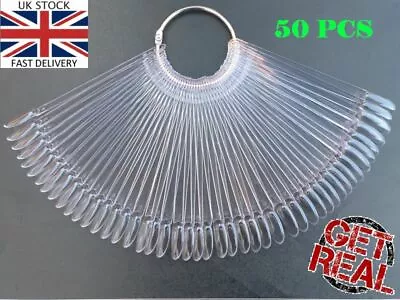 50 Pcs. False Nail Display Nail Art Fan Wheel Polish Practice Sample Swatches UK • $5.04